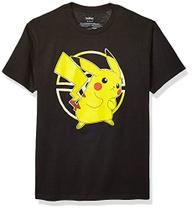 Pokemon Masculino Pokémon Pikachu Poké Ball Icon Trainer T-Shirt, Preto, 2X-Large