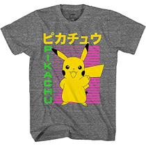 Pokemon Mens Pikachu Game Shirt - Gotta Catch Em All - Ash Pikachu Charizard Pokeball Camiseta Oficial (Charcoal Heather, Small)