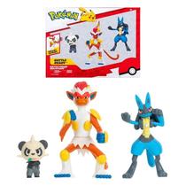 Pokemon - Multipack 3 Bonecos Lutador Pancham , Lucario e Infernape Sunny