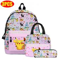 Pokemon Pikachu 4PCS escola mochila lancheira 3PCS lápis