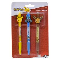 Pokemon Pokeball Pens 3pack With Rubber Character Clip On 158453