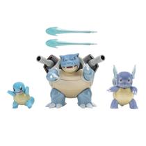 Pokémon Select Evolution - Pack com 3 Figuras: Squirtle (2"), Wartortle (3") e Blastoise (4,5")