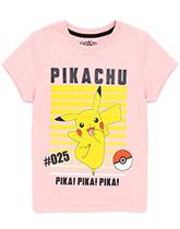 Pokemon T-Shirt Girls Kids Pikachu Personagem Jogo Manga Curta Rosa Top 13-14 Anos