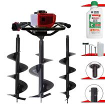 Polaca Cavadeira Motorizado Anmax GD520B À Gasolina 2T 52cc 2,2HP Alta Rotação Perfurador Com Brocas 80x20cm, 80x25cm e 80x30cm + ÓLEO STIHL
