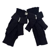 Polaina de Tricô Para Meninas Com Laço Preto Polaina de Tricô Para Meninas Com Laço Preto
