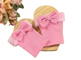 Polaina Infantil Feminina em Pelo e Aplique de Laço e Strass Kukiê Inverno Menina 70741