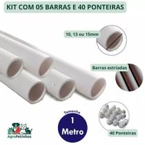 Poleiro Plástico Kit com 5 Barras + 40 Ponteiras Para Gaiolas de Pássaros