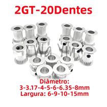 Polia De Correia Síncrona GT2 De 20 Dentes, Largura De 6, 9, 10, 15mm, Furo Interno De 3, 3.17, 4,