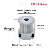 Polia De Sincronização 24 Dentes 2GT Com Furo De 5-8mm E Largura De Correia De 6-10mm Tipo K GT2