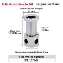 Polia Dentada 12T GT2 2GT Furo 3 3.17 4 5mm Engrenagem De Roda Síncrona Para Peças De Impressora 3D