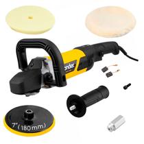 Politriz Angular Vonder 1300W 7Pol PAV 1307 + 5 Acessórios Disco de 7 pol 600 a 3000 Rpm p/ Automóvel Pisos Mármore