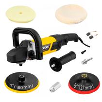 Politriz Angular Vonder 1300W 7Pol PAV1307 + 7 Acessórios Disco de 5 e 7 pol 600 a 3000 Rpm