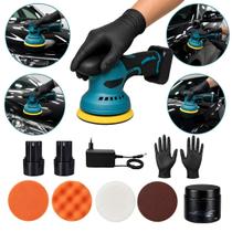 Politriz Orbital 2400W Profissional Sem Fio Luvas Cera Estética Automotiva Premium 2 Baterias Bivolt