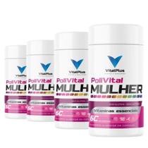PoliVital Mulher com 20 Vitaminas e Minerais, Colágeno e Ácido Hialurônico - KIT 4 UNIDADES - 240 Cápsulas