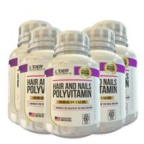 Polivitamínico Cabelos E Unhas 500Mg 60 Cápsulas 5 Potes