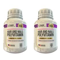Polivitamínico cabelos e unhas caps 500mg 60 cápsulas kit com 2 potes Polivitamínico cabelos e unhas caps 500mg 60 cápsulas kit com 2 potes