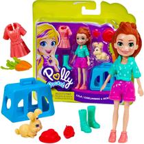 Polly Pocket Mini Bonecos Lila e Coelho + 7 Acessórios - Mattel GDM11