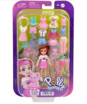 Polly Pocket: Pacote Médio - Boneca Fashion Morango com Animal de Estimação - JCB22