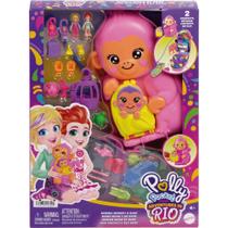 Polly Pocket Playset Bolsa Mãe Macaco E Bebê - Mattel HWP04