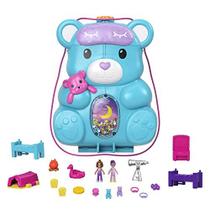 Polly Pocket Teddy Bear Purse Compact, Tema sleepover com 2 Micro Dolls & 16 Acessórios, Pop & Swap Peg Feature, Great Gift for Ages 4 Years Old & Up