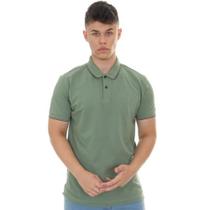 Polo aramis basica gola 3 listras verde folha/marinho