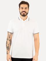 Polo Aramis Masculina Piquet Navy Friso Branca
