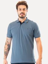 Polo Aramis Masculina Piquet Peitilho Contraste Azul Índigo