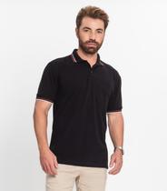 Polo Basica Com Detalhes Diferentes Na Gola Select Preto