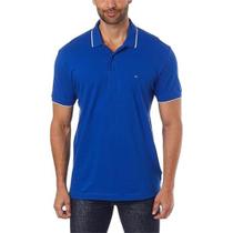 Polo basica gola 3 listras (pa) azul cobalto/marinho aramis