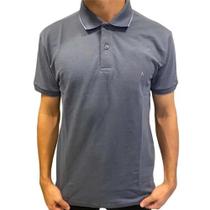 Polo basica gola 3 listras (pa) cinza escuro/marinho aramis