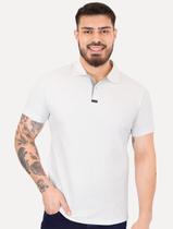 Polo Calvin Klein Masculina Piquet Slim Center Rubber Premium Branca Polo Calvin Klein Masculina Piquet Slim Center Rubber Premium Branca