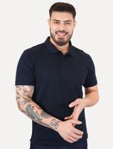 Polo Calvin Klein Masculina Regular Básica Interlock Liquid Touch Azul Marinho