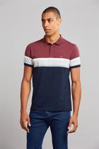 Polo com Bolso Malha Slim Fit - Vinho / Azul Marinho