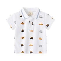 Polo com gola para crianças de 1 a 2, 3, 4, 5, 6 e 7 anos de idade, cor azul e branco, moda, verão