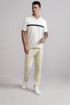 Polo Comfort Malha - Branco / Marrom Craft Polo Comfort Malha - Branco / Marrom Craft