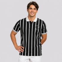 Polo Corinthians CP Escudo Preta e Branca
