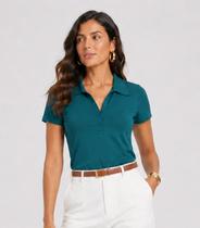Polo Cotton Básica Feminina Kohmar Verde Polo Cotton Básica Feminina Kohmar Verde