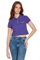 Polo Curta Feminina Piquet Lisa Polo Wear Roxo Escuro