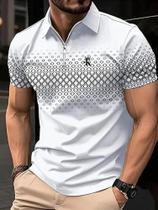 Polo De Golfe Masculino Casual De Verão Com Estampa 3D Em Poliéster Microelástico