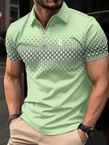 Polo De Golfe Masculino Casual De Verão Com Estampa 3D Em Poliéster Microelástico