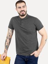 Polo Dixen Masculina Piquet Gola Lisa Chumbo Mescla