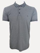Polo Dudalina Masculina Malha Mini Stripes Azul Marinho Polo Dudalina Masculina Malha Mini Stripes Azul Marinho