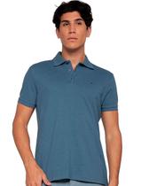 Polo Ellus Masculina Piquet Melange Easa Classic Azul Mescla
