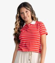 Polo Feminina Box Cotton Listrado Minty Vermelho Polo Feminina Box Cotton Listrado Minty Vermelho