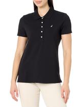 Polo Feminino Nautica Manga Curta com Botões, Preto, Extra Grande Polo Feminino Nautica Manga Curta com Botões, Preto, Extra Grande