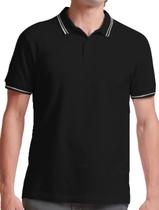 Polo Forum Masculina Piquet Muscle Tipped Relief Preta