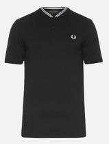 Polo Fred Perry Masculina Bomber Collar Pique Preta Polo Fred Perry Masculina Bomber Collar Pique Preta