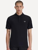 Polo Fred Perry Masculina Piquet Regular Honeycomb Taped Preta