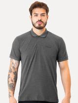 Polo Guess Masculina Piquet Bordado Friso Gola Cinza Escuro Mescla Polo Guess Masculina Piquet Bordado Friso Gola Cinza Escuro Mescla