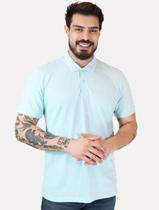 Polo Guess Masculina Piquet Silk Linear Light Friso Azul Claro Tamanho:XL/GG